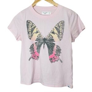 Abercrombie Kids Pink & Black Butterfly Graphic Tee Girl’s 11/12